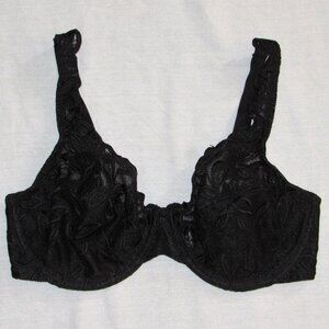 BALI Lace Desire Minimizer Black Bra sz 34D Embroidered Cup Underwire #3373